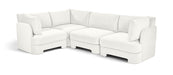 Meridian Furniture velvet upholstered 4-piece stationary sectional sofa with plush cushions and modern design.