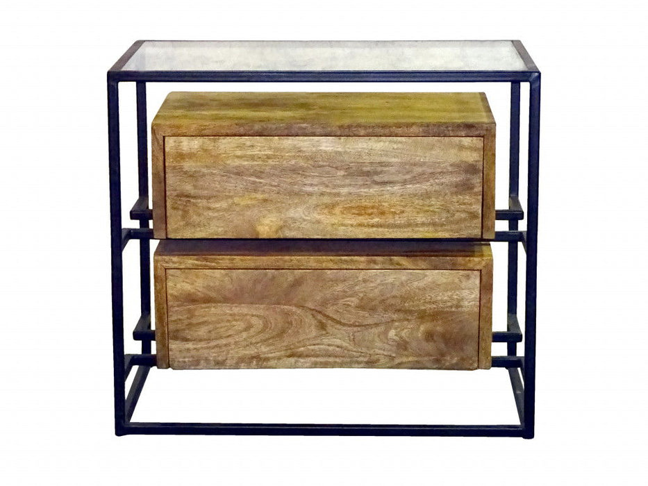 28" Two Drawer Nightstand - Natural