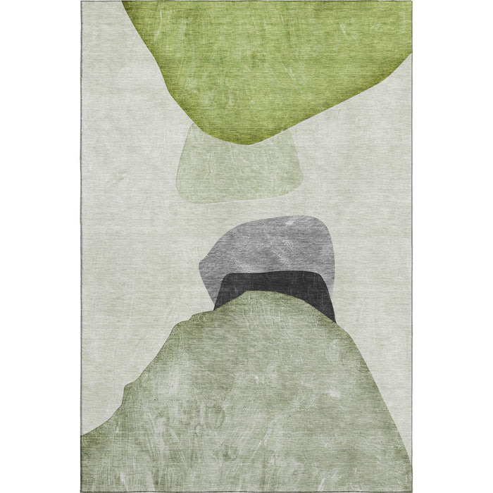 9' X 12' Abstract Washable Area Rug With UV Protection (648483) - Green / Gray