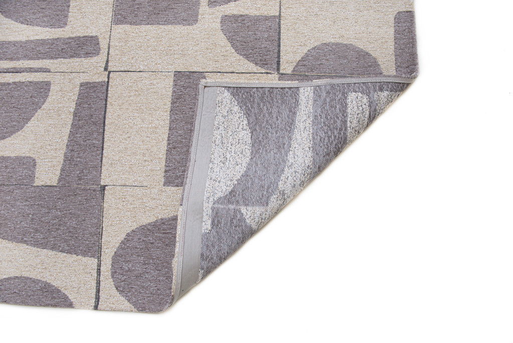 8' Geometric Washable Round Rug (551989) - Gray
