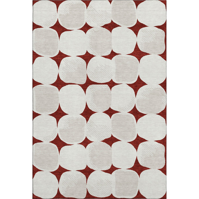 10' X 14' Abstract Geometric Washable Area Rug With UV Protection (669180) - Burgundy / Ivory