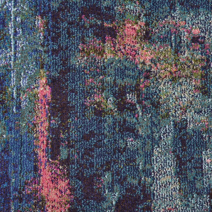9' X 12' Abstract Power Loom Area Rug - Blue And Yellow