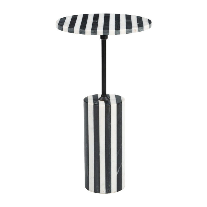 22" Marble Pedestal End Table - Black