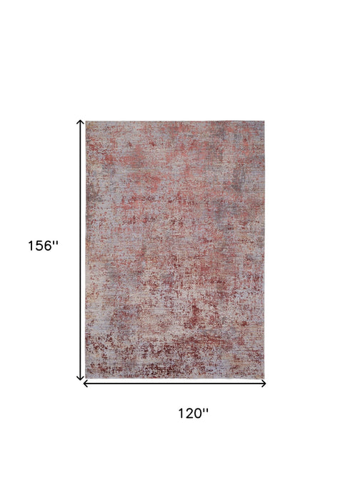 10' x 13' Abstract Power Loom Area Rug - Red And Gray