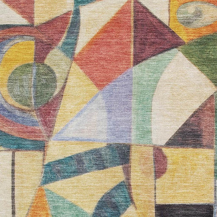 10' X 14' Abstract Washable Area Rug With UV Protection (700415) - Gold / Purple / Ivory
