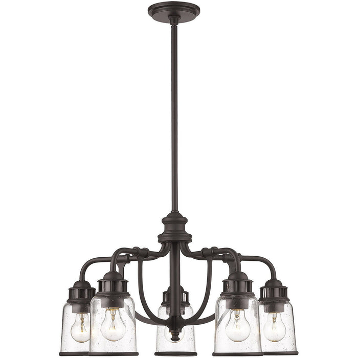 21'' Five Light Dimmable Chandelier With Shades - Bronze