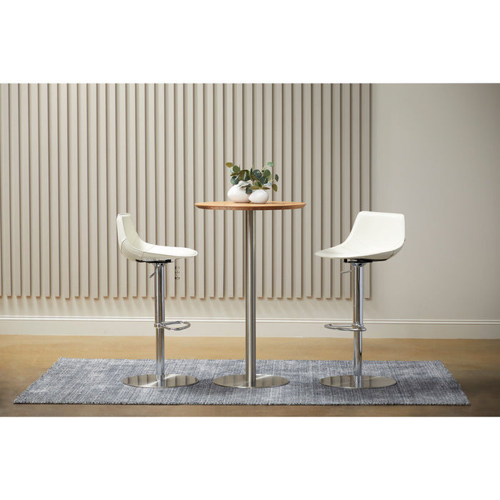 Metallic Rounded Steel Bar Table - Wood Brown And Silver