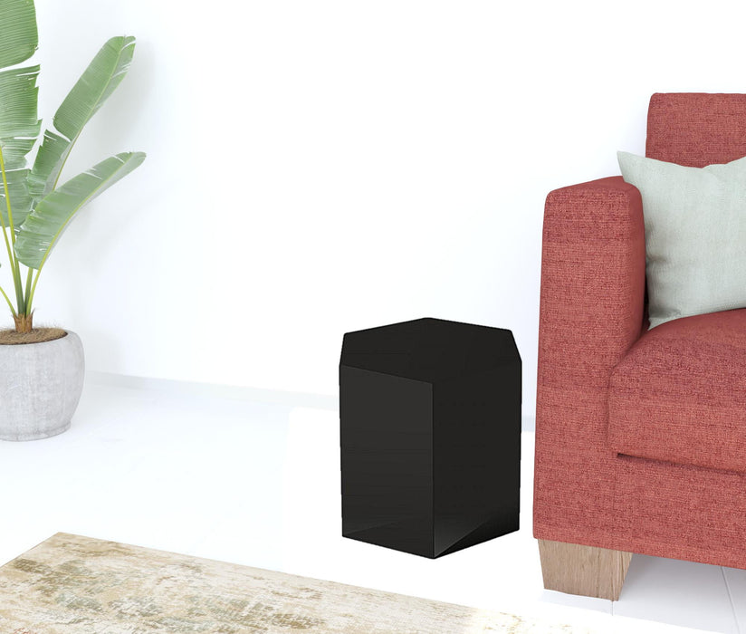 13" High Gloss Manufactured Wood Hexagon End Table - Black