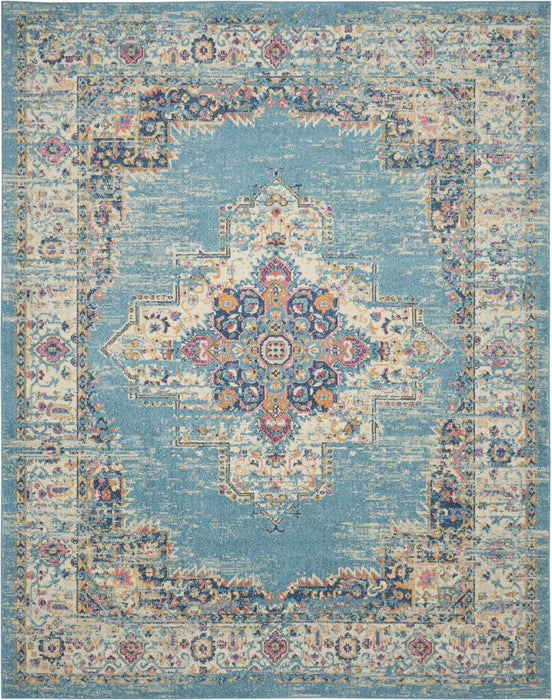 9' x 12' Floral Power Loom Area Rug - Light Blue