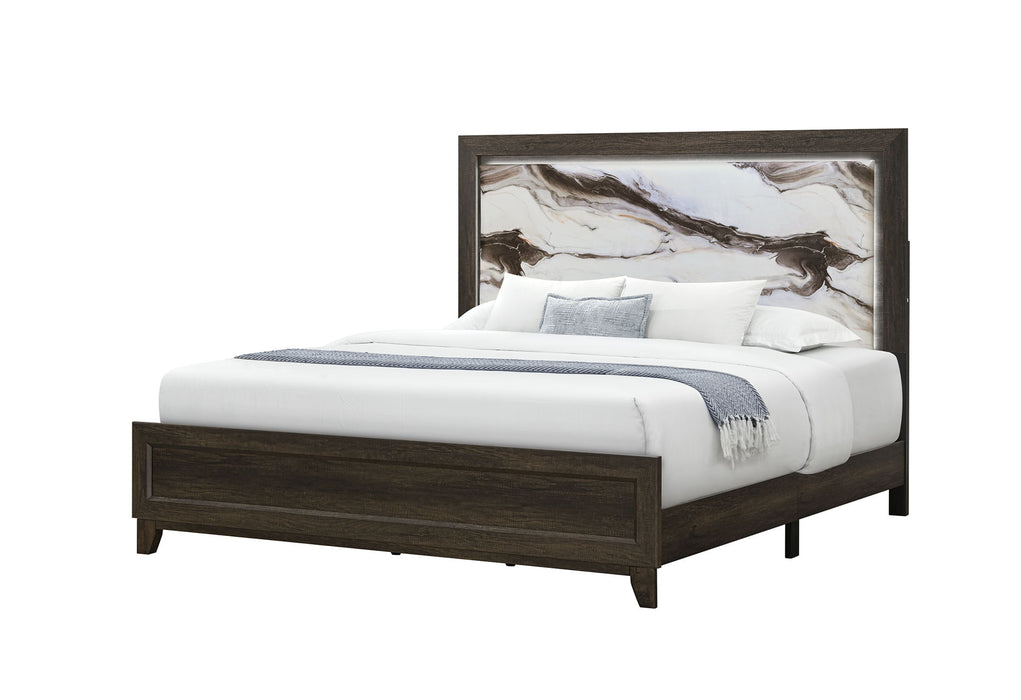 Harmony - Queen Bed With LED - Dark Brown
