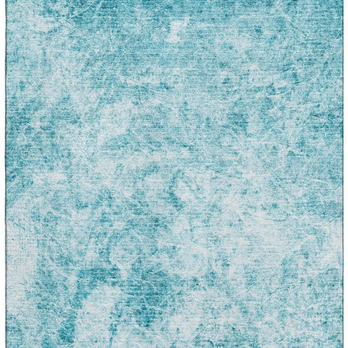 9' X 12' Abstract Washable Area Rug With UV Protection (648795) - Teal / Ivory
