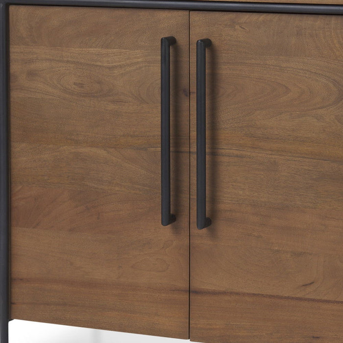 40" Solid Wood And Metal Accent Cabinet With Two Doors - Black / Brown