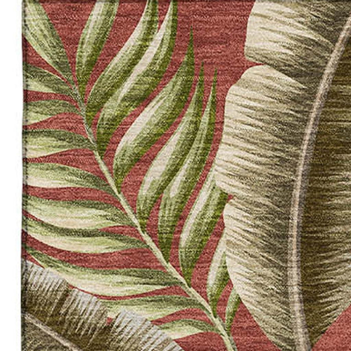 8' X 10' Geometric Washable Area Rug With UV Protection - Cinnamon