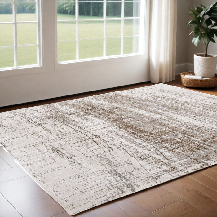 3' x 5' Abstract Non Skid Area Rug - Gray And Beige