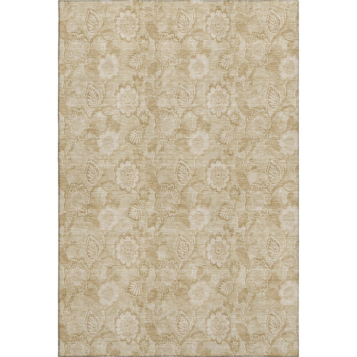 10' X 14' Floral Washable Area Rug With UV Protection (708772) - Beige / Tan
