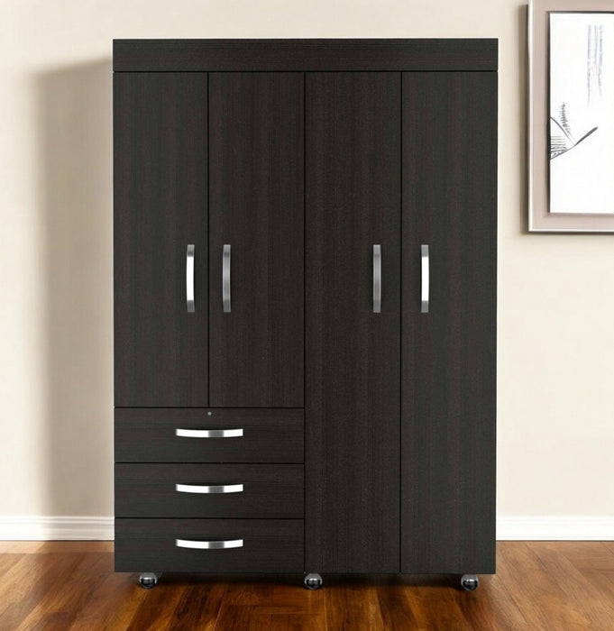 68" Three Drawer Combo Dresser - Black