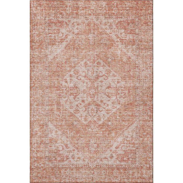 10' X 14' Medallion Washable Area Rug With UV Protection (684364) - Coral / Beige