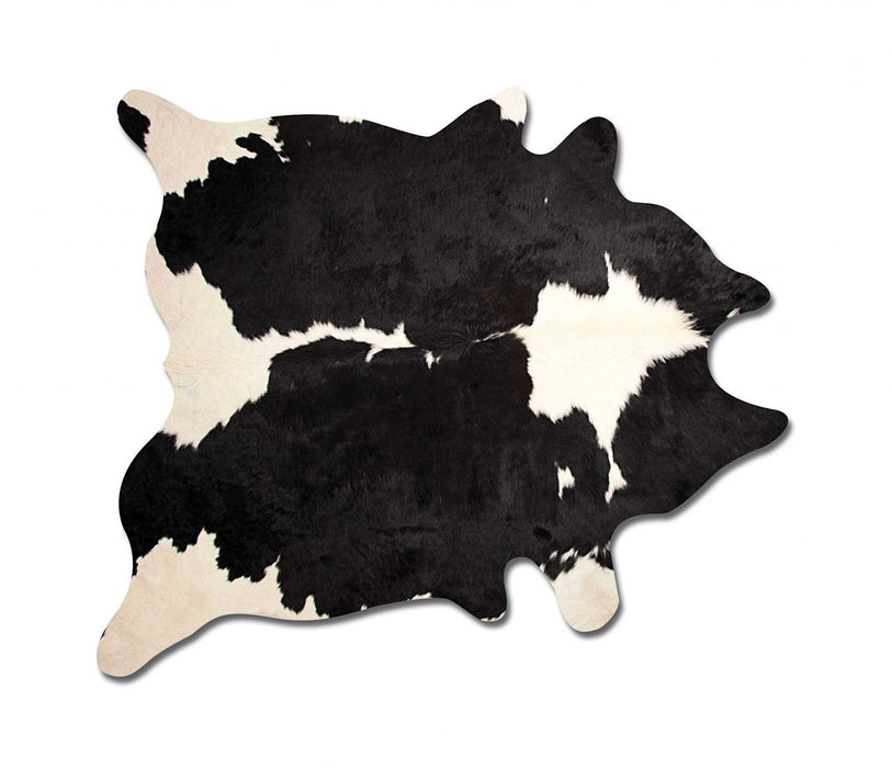 6' X 7' Cowhide Animal Print Area Rug - Black And White