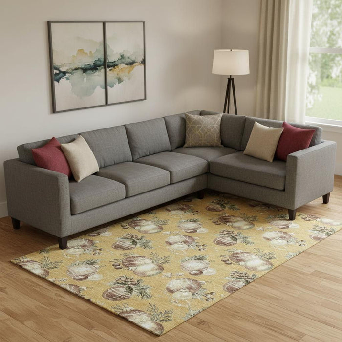 10' X 14' Polka Dot Washable Area Rug With UV Protection (702497) - Gold / Brown / Beige