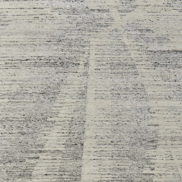 6' x 9' Abstract Hand Knotted Worn Faded Area Rug - Ivory And Gray