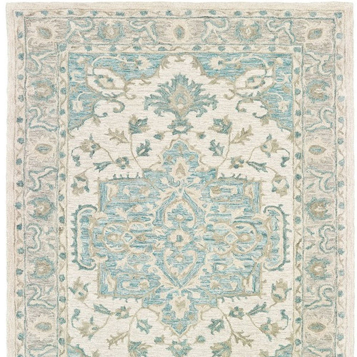9' x 12' Medallion Area Rug - Turquoise And Cream