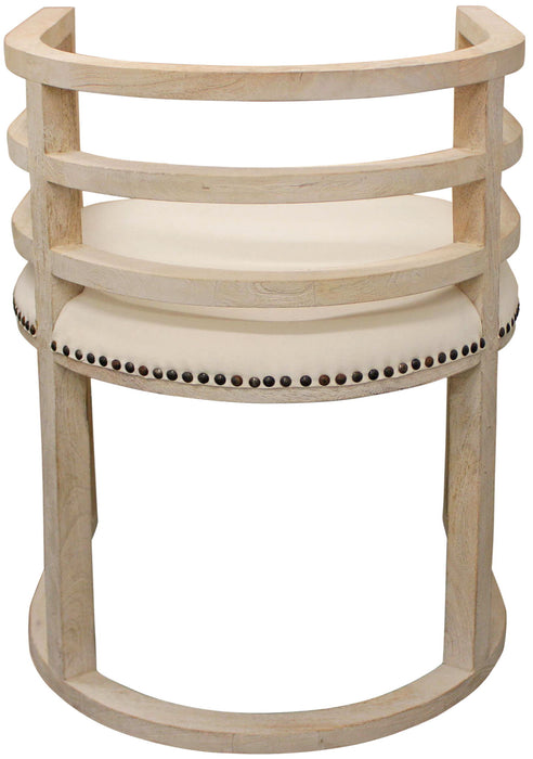 Upholstered Linen Curved Back Dining Arm Chair - Natural