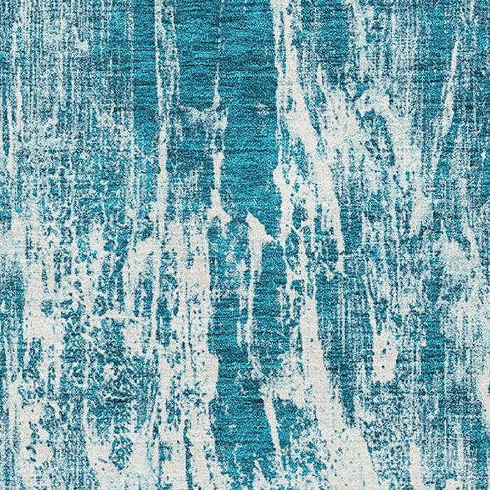 10' X 14' Abstract Washable Area Rug With UV Protection (676806) - Teal / Ivory