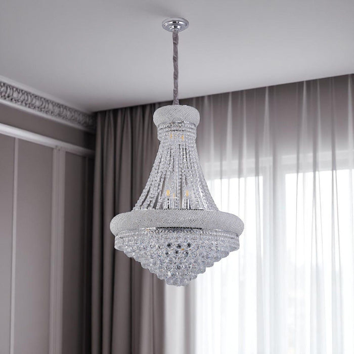 Empire Multi Light Crystal And Metal Dimmable Chandelier - Clear / Silver