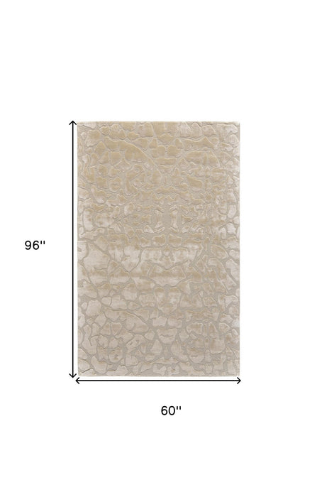 5' x 8' Abstract Tufted Handmade Area Rug - Ivory Taupe And Tan