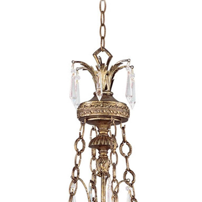Nine Light Metal Dimmable Chandelier With Shades - Gold / Clear