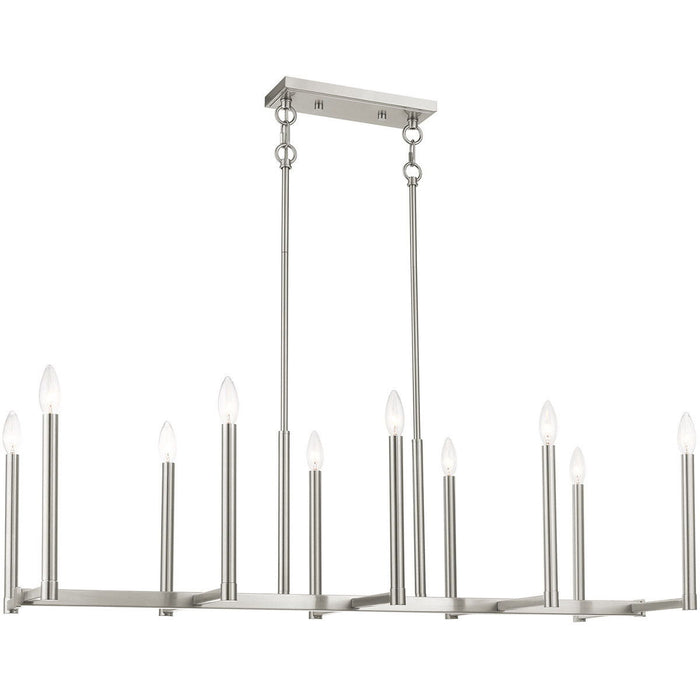 18" Ten Light Dimmable Chandelier With Shades - Nickel