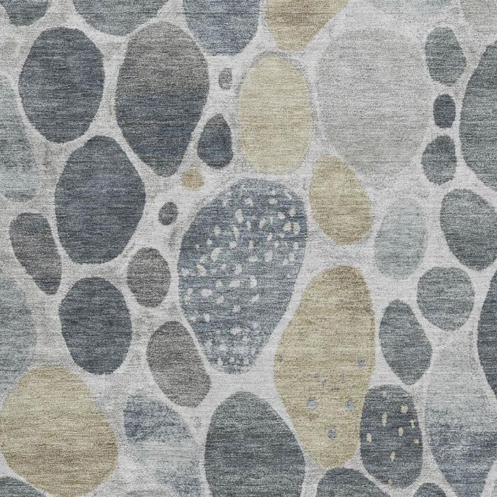 10' X 14' Geometric Washable Area Rug With UV Protection (710370) - Pewter / Beige / Gray