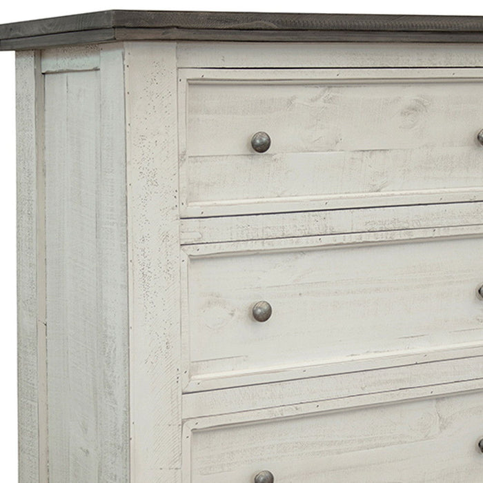 Solid Wood Four Drawer Chest - Gray / Ivory