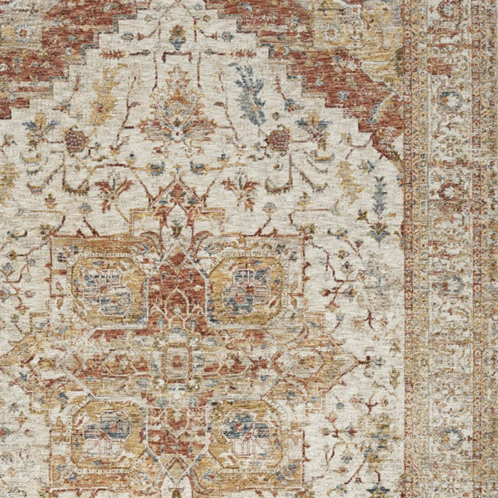 5' X 8' Floral Distressed Area Rug (550335) - Rust / Ivory