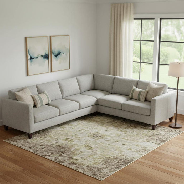 10' X 14' Striped Washable Area Rug With UV Protection (715069) - Beige / Brown
