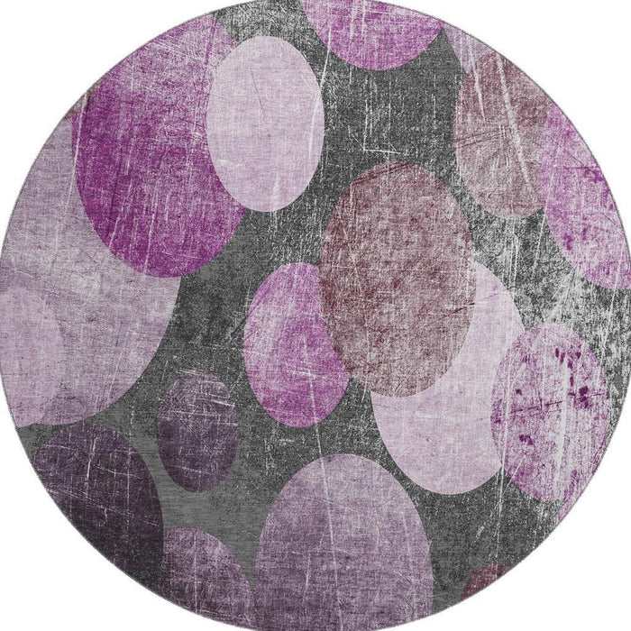 8' Abstract Washable Round Rug With UV Protection (648901) - Cabernet / Ivory