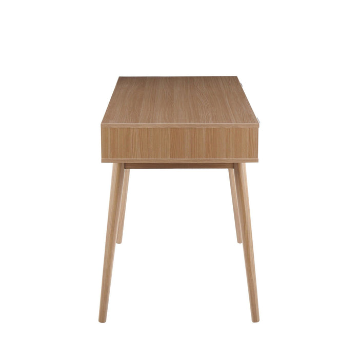 Pebble - Double Desk - Natural Wood With White Wood Drawers