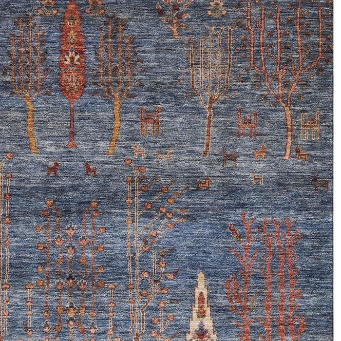 10' X 14' Floral Washable Area Rug With UV Protection (708199) - Blue / Rust