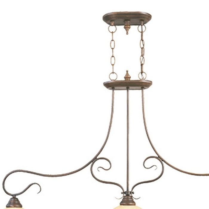 27" Three Light Metal Dimmable Chandelier With Shades - Bronze / Cream