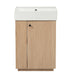 Giga bathroom vanity with sink, freestanding wood grain cabinet featuring storage drawers and modern design.