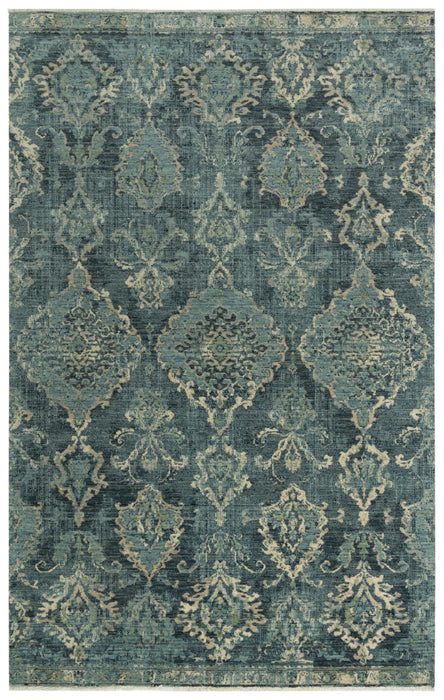 8' X 10' Wool Oriental Hand Carved Handmade Area Rug (747977) - Blue / Beige / Ivory