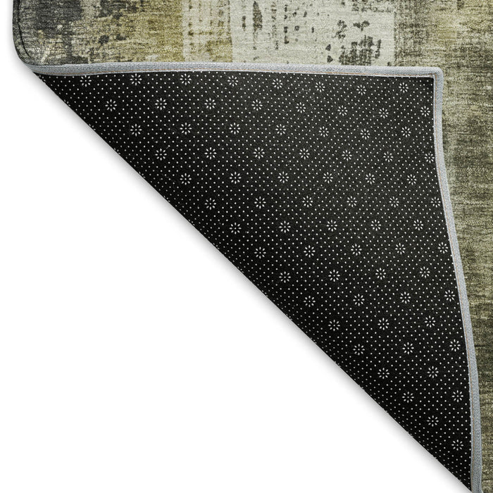 10' X 14' Abstract Washable Area Rug With UV Protection (696026) - Pewter / Gold / Ivory