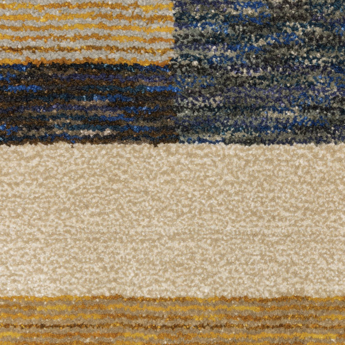 7.9' x 11.3' Geometric Power Loom Area Rug - Beige And Blue