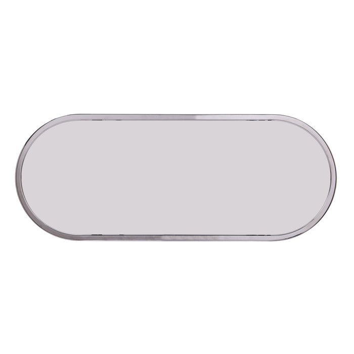 Mirrored Glass Oval Cross Console Table With Shelves - Silver
