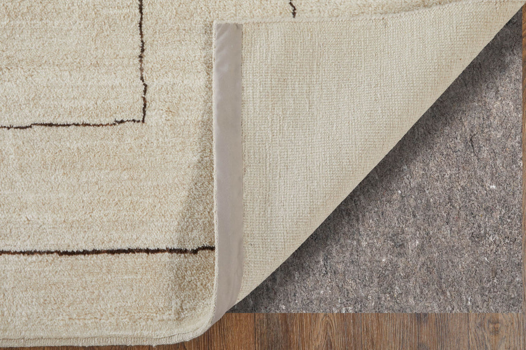 8' X 10' Wool Abstract Hand Knotted Area Rug (617263) - Ivory / Brown