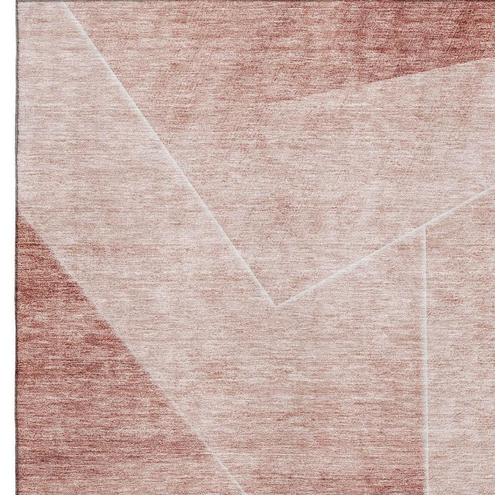 12' X 9' Transitional Geometric Washable Area Rug With UV Protection - Salmon And Ivory