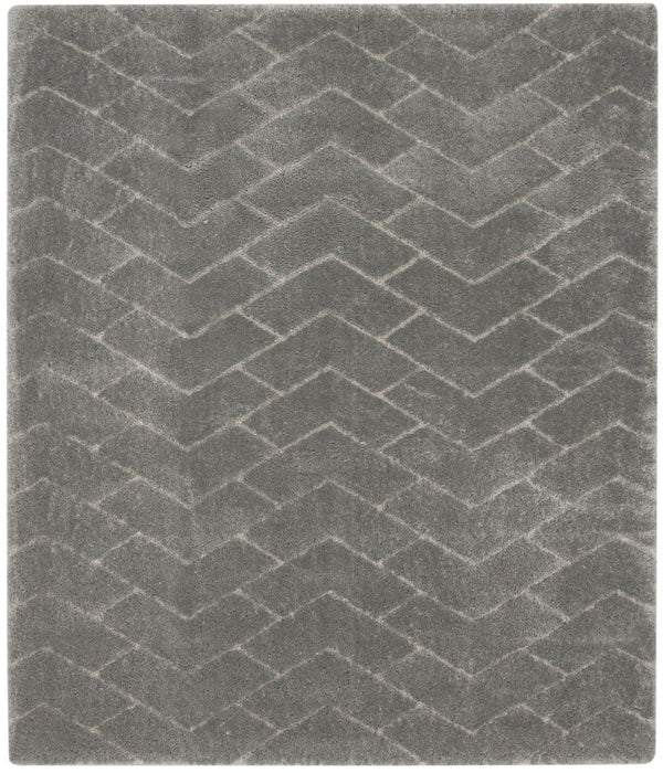 8' X 10' Chevron Shag Area Rug - Gray And Light