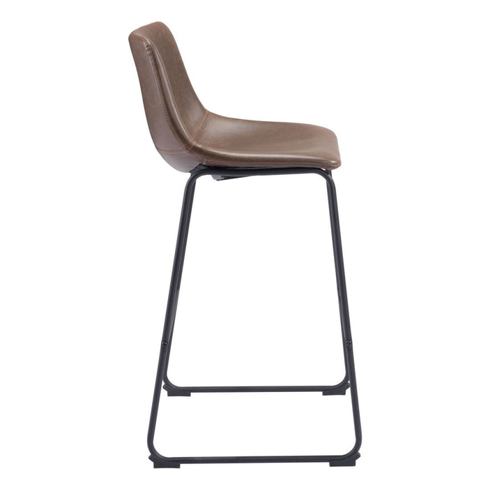 29" Faux Leather And Steel Counter Height Bar Chairs (Set of 2) - Espresso / Black