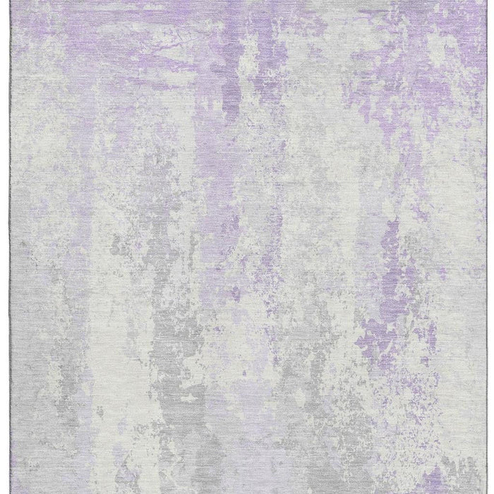 10' X 14' Abstract Washable Area Rug With UV Protection (705641) - Lavender / Ivory