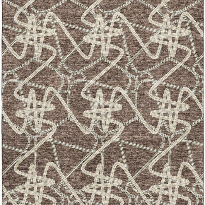 10' X 14' Geometric Washable Area Rug With UV Protection (675294) - Brown / Ivory